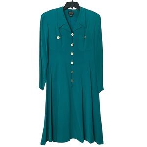 Shomi Vintage Turquoise Silk Dress